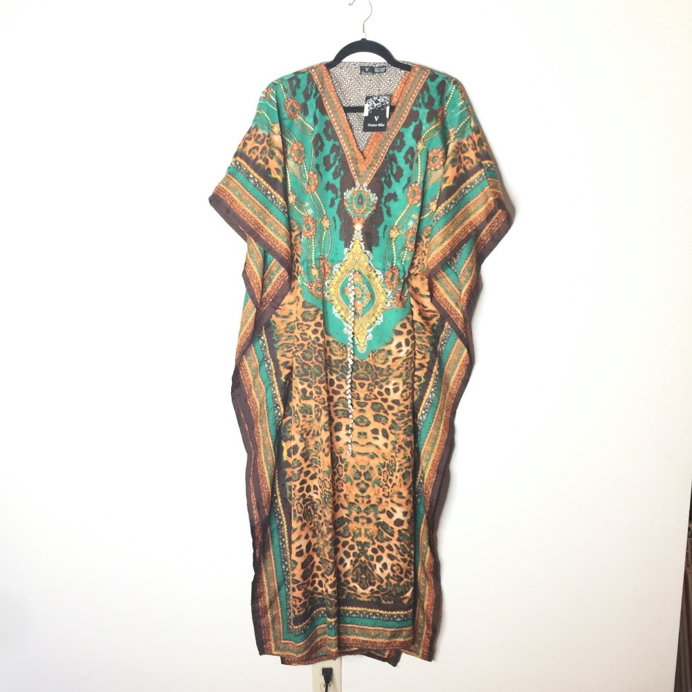 Green and Brown Maxi Dress